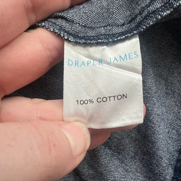 Draper James Belted Sleeveless Chambray Ruffle Shift Dress W/ Pockets - Size XS - Picture 5 of 7